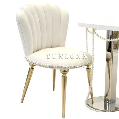 Bon prix Chaise de salle à manger de mariage en cuir PU de luxe en gros, chaise de mariage en acier inoxydable doré pour hôtel, événement et fête en ligne