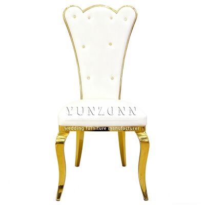 Bon prix Chaise de salle à manger en acier inoxydable doré pour restaurant et hôtel, nouveau design style royal avec boutons en cristal en ligne