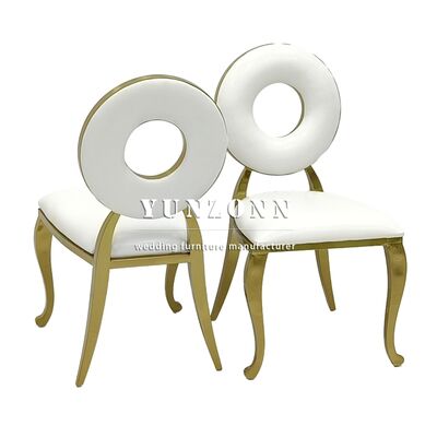 Bon prix Nouveau design Donut Or Hôtel de luxe Banquet Mariage velours Chaises à manger en acier inoxydable en ligne