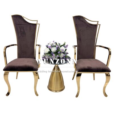 Bon prix Chaise de mariage et de fête élégante en acier inoxydable avec accoudoirs pour mariés en ligne
