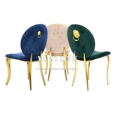 Bon prix Restaurant de fête de Dubaï unique arrière en acier inoxydable siège velours mariage de luxe Royal Lion King en ligne