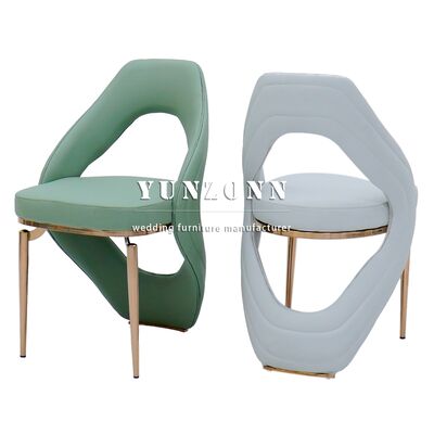 Bon prix Chaise de loisirs de luxe en cuir PU or rose métal pour restaurant, hôtel, réception, traiteur, événement en ligne