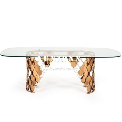 Bon prix Modern Luxury Glass Top Centre Pieces en acier inoxydable Nouveau style Décoration de table de mariage pour manger à l' extérieur en ligne