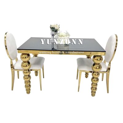 Bon prix Vente directe d'usine de table à manger moderne de luxe en acier inoxydable pour décorations d'événements de mariage en plein air à l'hôtel en ligne
