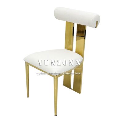 Bon prix Chaise de salle à manger en acier inoxydable doré pour événement nouveau design, location de mobilier de mariage en ligne