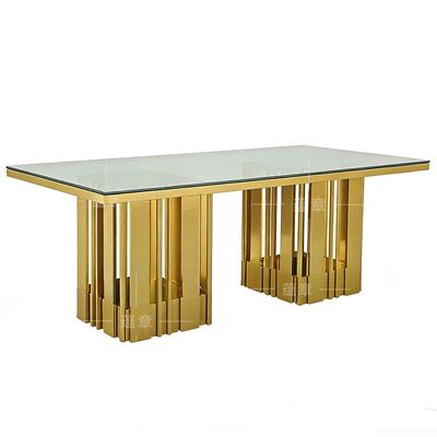 Bon prix Ensemble de tables de salle à manger de mariage baroques en acier inoxydable plaqué or moderne pour restaurants et hôtels en ligne