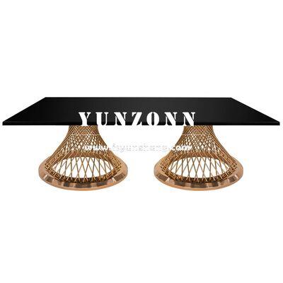 Bon prix Personnaliser des tables de mariage rectangulaires en acier inoxydable en or Design métallique moderne pour la restauration Restaurants Fêtes Hôtels Salles en ligne