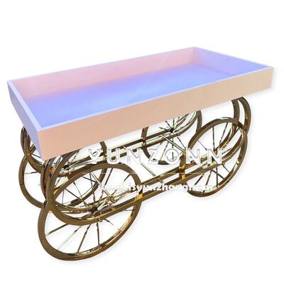 Bon prix Carton de bonbons en acier inoxydable doré de fantaisie Affichage de design moderne Carton de dessert alimentaire Mariage Dining Événements en plein air - très recommandé en ligne
