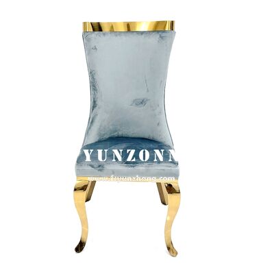 Bon prix Élégance moderne à dos haut luxueux restaurant rembourrée chaise à manger en acier inoxydable gris velours Silla Comedor en ligne