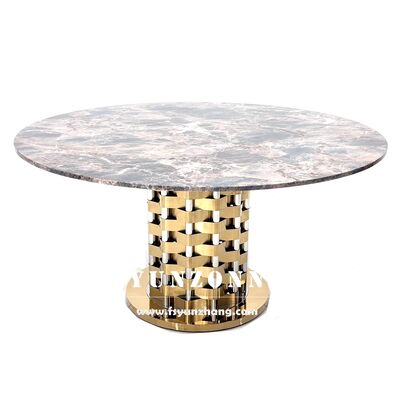 Bon prix Table à manger de luxe en marbre de Carrare avec pieds en acier inoxydable, idéale pour les événements, les fêtes à domicile ou les hôtels en ligne