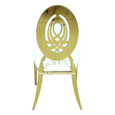 Bon prix Chaise d'événement de mariage en acier inoxydable 304 avec design de fleur à dossier ovale pour hôtel Gold Royal en ligne