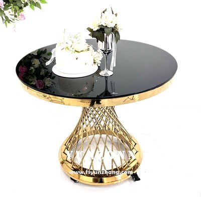 Bon prix Table à gâteaux de luxe avec roues Design métallique moderne pour la décoration de mariage pour les hôtels et les événements en ligne