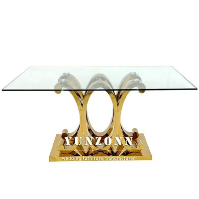 Bon prix Des tables spéciales en acier inoxydable doré en verre de luxe pour les mariés pour les mariages et les hôtels en ligne