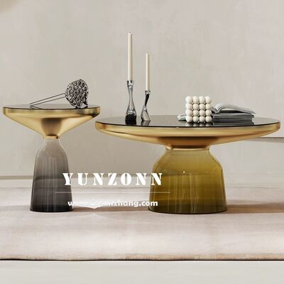 Bon prix Nordic Luxury Simple Design Table à côté en verre rond Meuble de salon moderne pour la maison et l'hôtel pour les repas et les mariages en ligne