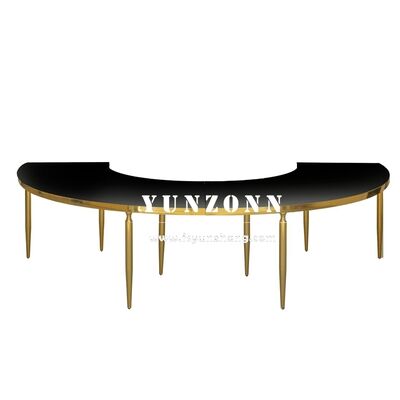 Bon prix Luxe moderne Table ondulée en or en acier inoxydable Ronde Meubles d'hôtel pour les repas et les événements en plein air Mariages Hôtels Half Moon en ligne