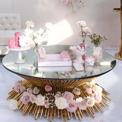 Bon prix Divine table de café de luxe avec base métallique de fil et miroir Top Designer Meubles de salon et décoration intérieure en ligne