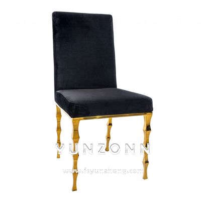 Bon prix Chaises d'hôtel en bambou doré avec velours noir et acier inoxydable pour mariages et fêtes - Chaises de mariage en velours en ligne