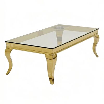 Bon prix Moderne en acier inoxydable verre trempé table basse durable simple centre de conception pièce salon mariage meubles de maison en ligne
