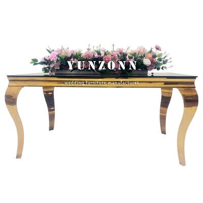 Bon prix Ensemble de tables à manger de style européen en gros en verre trempé noir moderne avec acier inoxydable pour banquets ou hôtels en ligne