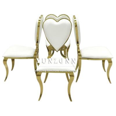 Bon prix Chaises de banquet de luxe en acier inoxydable doré en forme de cœur avec dossier, empilables pour mariage, en promotion en ligne