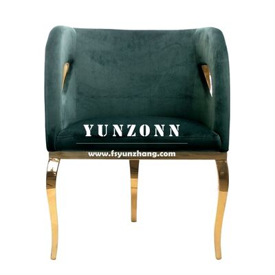 Bon prix Chaise d'appoint luxueuse en velours vert avec pied en acier inoxydable doré pour hôtels et salles à manger pour événements de mariage en ligne