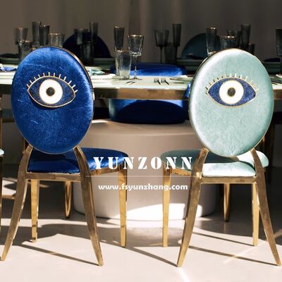 Bon prix Chaise de salle à manger moderne en acier inoxydable doré Washington, chaise de banquet multicolore pour utilisation dans les hôtels, les mariages, les fêtes et les chambres à coucher en ligne