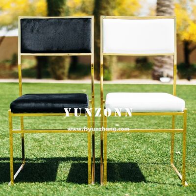 Bon prix Chaises de salle à manger de mariage en PU/velours/tissu avec coussin en acier inoxydable doré pour événements et fêtes en ligne