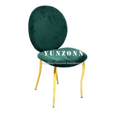 Bon prix Chaise de salle à manger de luxe en velours vert nordique avec base en acier inoxydable doré, pour hôtel en ligne