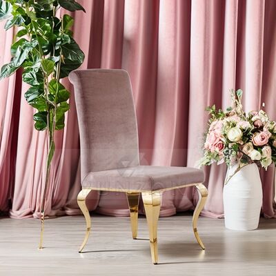 Bon prix Chaise de mariage en acier inoxydable pour les événements en plein air Cafés Appartements Tissu de velours Chaise à manger rembourrée pour le salon en ligne