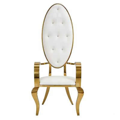 Bon prix Chaise de banquet de luxe en acier inoxydable et cuir, durable, d'extérieur, moderne, à dossier haut, pour salle de banquet, mariage, villa, pour dîner de fête et hôtel en ligne