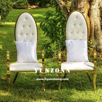 Bon prix Luxe moderne en or en acier inoxydable Roi trône fauteuil pour hôtel Villa Événements en plein air-marié et mariée fauteuil de mariage en ligne