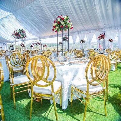 Bon prix Chaise de salle à manger en acier inoxydable moderne pour appartement Hôtel Événements de mariage Salle de séjour extérieure Cuisine Utilisation en gros Meubles métalliques en ligne