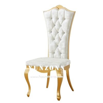 Bon prix Chaise de banquet d'hôtel à dossier haut en acier inoxydable doré pour réception de mariage pour le marié et la mariée en ligne