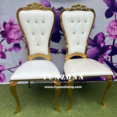 Bon prix Chaise d'événement moderne de luxe pour mariages et banquets d'hôtel en cuir synthétique et en acier pour appartements en ligne