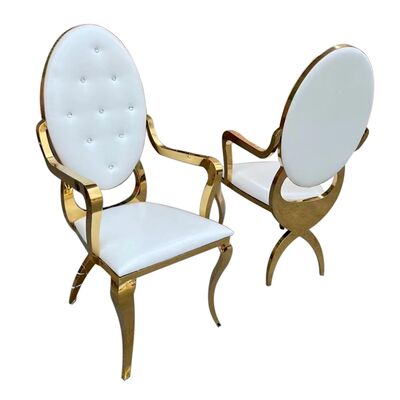 Bon prix Chaise d'accoudoir élégante en acier inoxydable pour mobilier royal, chaise trône à dossier haut pour la fête pour la mariée et le marié en ligne