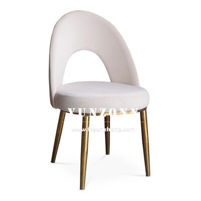 Bon prix Chaise de salle à manger contemporaine en velours rembourré avec pieds design en or brossé, beige / noir en ligne