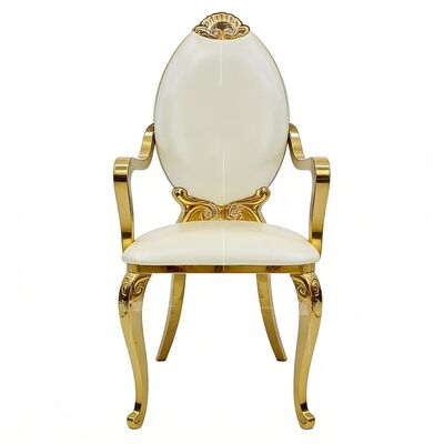 Bon prix Chaise de salle à manger de luxe moderne en acier inoxydable doré, durable, à dossier haut, pour hôtels, appartements extérieurs en ligne