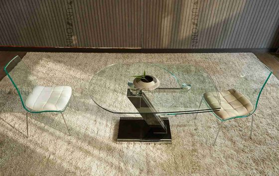 Bon prix L'espace supérieur tournant de forme irrégulière Extensional d'économies de table de salle à manger pour la salle à manger en ligne