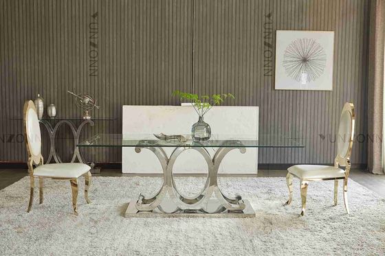 Bon prix 10 table de salle à manger moderne de Seaters solides solubles avec du verre trempé démontable en ligne