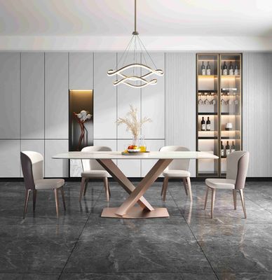 Bon prix Tout simplement X cadre supérieur de marbre moderne de luxe bas d'acier inoxydable des tables de salle à manger 6 8 Seater en ligne