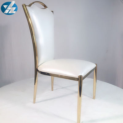 Bon prix La chaise de banquet de mariage de Chrome solides solubles a tapissé la chaise de salle à manger d'or en ligne