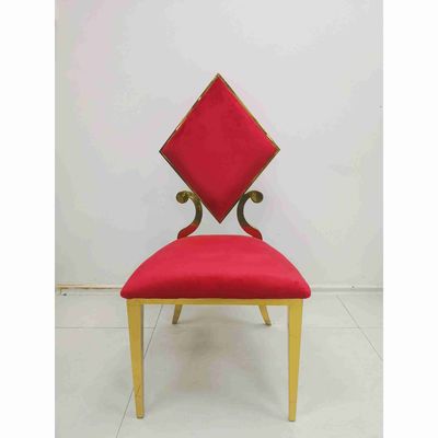 Bon prix Cadre prismatique d'acier inoxydable de couleur rouge de chaise de banquet de mariage de tisonnier en ligne