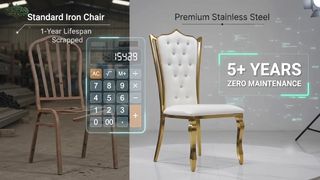 Chaises de mariage de luxe en acier inoxydable doré pour événements